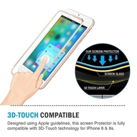 Защитное 3D Стекло на весь Экран Enkay 0.26mm 9H Розовое золото для iPhone 6/ 6s