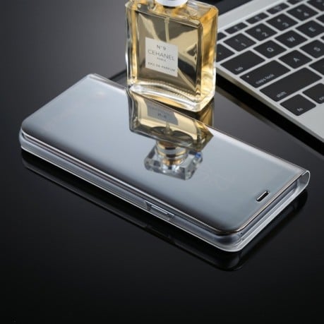 Чехол- книжка Clear View для Samsung Galaxy S9/G960 PU Electroplating Mirror  серебристый