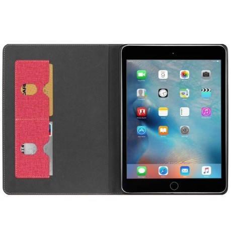 Премиум чехол- книжка с тканевой текстурой с силиконовым держателем и футляром для стилуса на iPad 9.7 2017/2018 /Air/Air 2 Красный