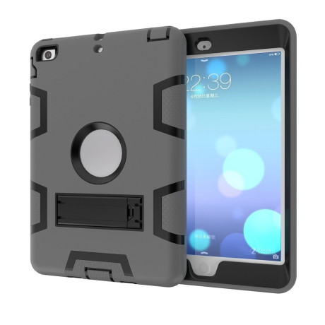 Противоударный Чехол с подставкой Kickstand Detachable 3 in 1 Hybrid серый и черный для iPad mini 3/ 2/ 1