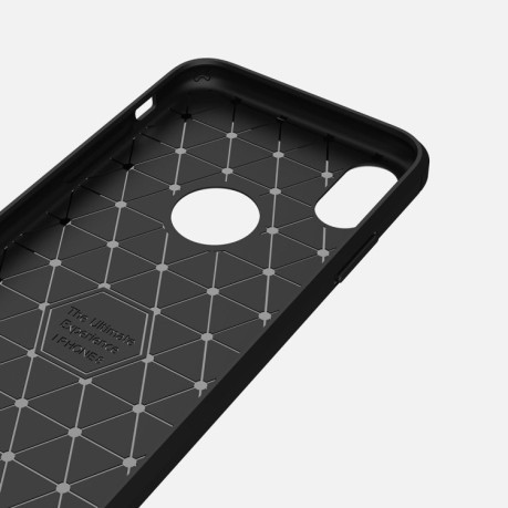 Противоударный карбоновый чехол на  iPhone X/Xs  Brushed Texture Shockproof Protective серый