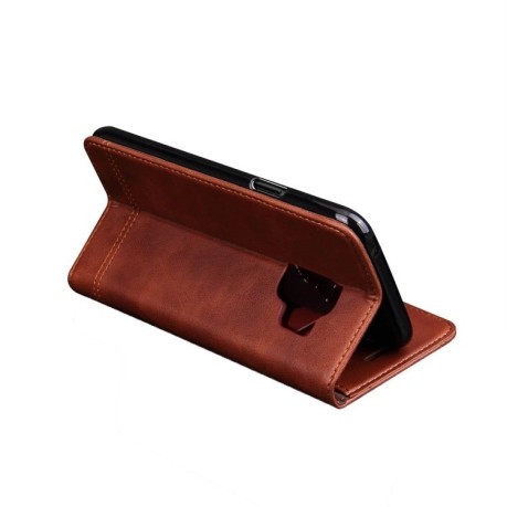 Кожаный чехол-книжка на Samsung Galaxy S9+/G965 Retro Crazy Horse Texture Casual Style коричневый