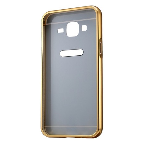 Металлический Бампер и Акриловая Накладка Push-pull Style Gold для Samsung Galaxy J7