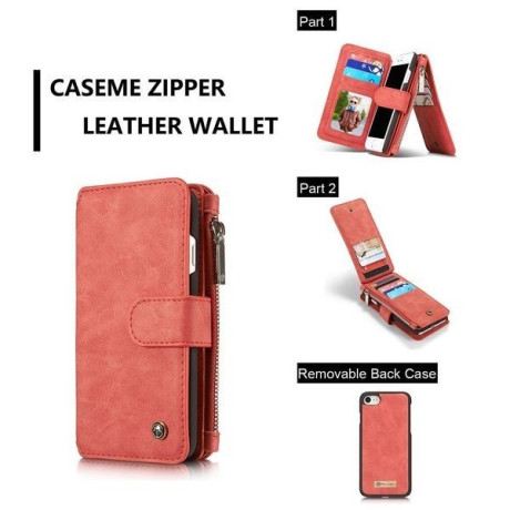 Кожаный Чехол Кошелек CaseMe Wallet Красный для iPhone SE 3/2 2022/2020/8/7
