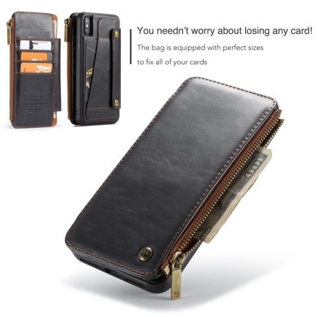 Кожаный чехол- кошелек CaseMe Detachable Multifunctional на iPhone XS Max черный