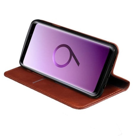 Кожаный чехол-книжка на Samsung Galaxy S9 /G965 Retro Crazy Horse Texture Casual Style коричневый