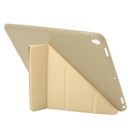 Кожаный Чехол ENKAY Lambskin Texture + Silicone Sleep Function золотой для iPad  Air 2019/Pro 10.5