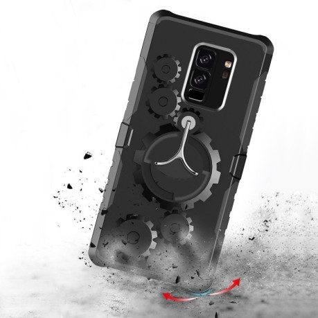 Спортивный противоударный чехол на Samsung Galaxy S9+/G965 Gearwheel Style Multi-function With 360 Degree Rotatable черный