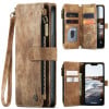 Кожаный чехол-кошелек CaseMe-C30 для iPhone 15 - коричневый