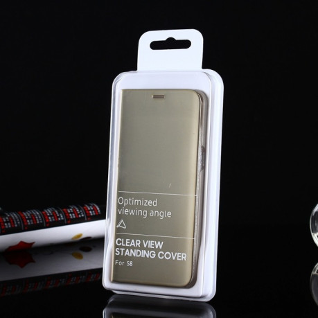 Чехол книжка Clear View  на Samsung Galaxy S8/G950 Electroplating Mirror-золотой