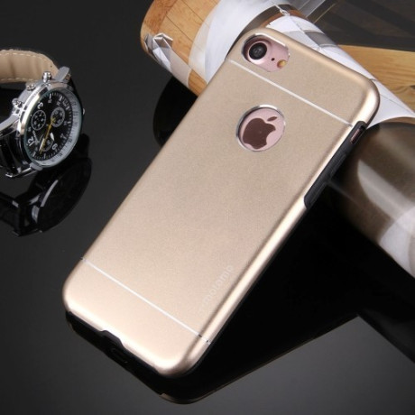 Противоударный Металлический Чехол Motomo Brushed Gold для iPhone 7/8