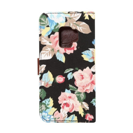 Кожаный Чехол Книжка Flower Cloth Surface для Samsung Galaxy  S9/G960 черный