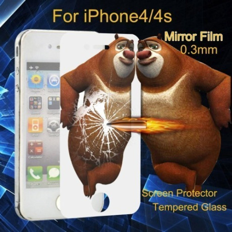 Зеркальное Защитное Стекло 0.3mm 2.5D Explosion-proof Mirror для iPhone 4/ 4S
