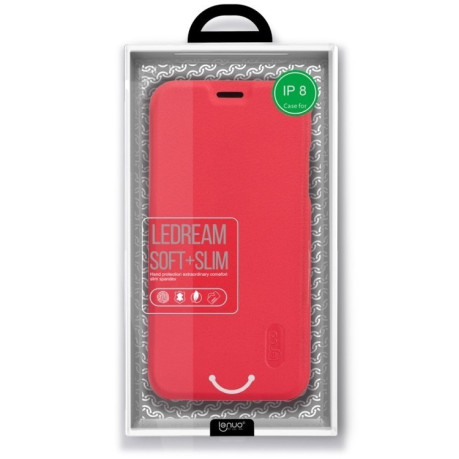 Чехол Lenuo на iPhone X/Xs Litchi Texture Horizontal Flip со слотом для кредитных карт красный