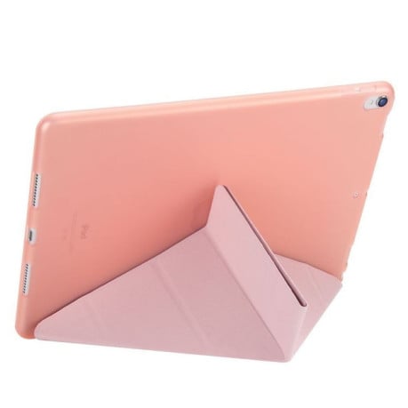 Чехол- книжка Solid Color Trid-fold + Deformation Viewing Stand на iPad Air 2019/Pro 10.5 - фламинго