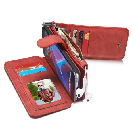 Кожаный чехол-кошелек CaseMe с отделением для кредитных карт на Samsung Galaxy S7 Edge/ G935 Red