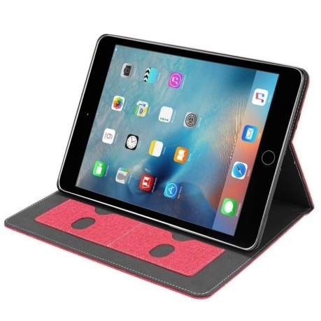 Премиум чехол- книжка с тканевой текстурой с силиконовым держателем и футляром для стилуса на iPad 9.7 2017/2018 /Air/Air 2 Красный