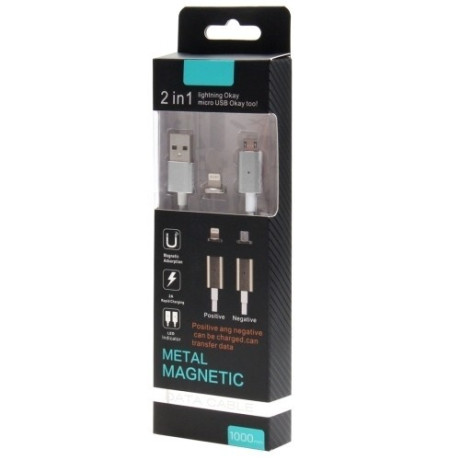 Магнитный Зарядный кабель 2 в 1 Lightning и Micro USB to USB для iPhone / Samsung и др.