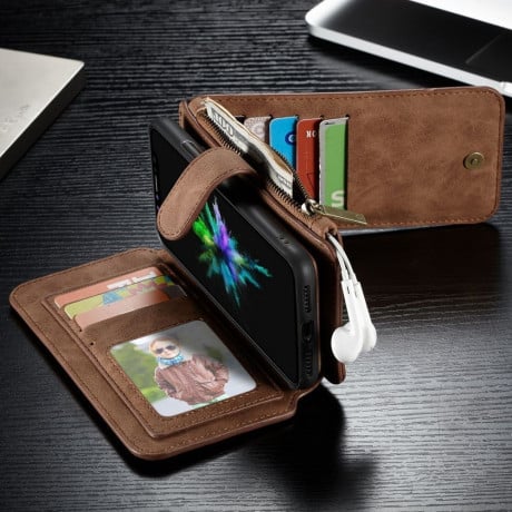 Кожаный Чехол-кошелек CaseMe 007 Series с отделением для кредитных карт и флипом на iPhone X/Xs коричневый