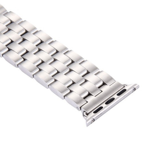 Металлический браслет Butterfly Buckle 5 Beads Stainless Steel Silver для Apple Watch 42mm