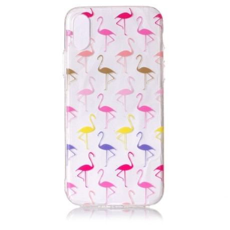 Чехол на iPhone X/Xs Multicolor Flamingo Pattern