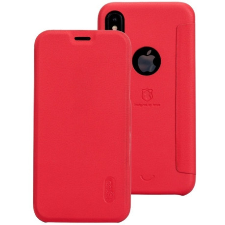 Чехол Lenuo на iPhone X/Xs Litchi Texture Horizontal Flip со слотом для кредитных карт красный