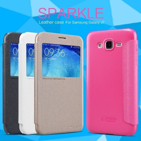 Кожаный Чехол Книжка Nillkin Sparkle Series White для Samsung Galaxy J7