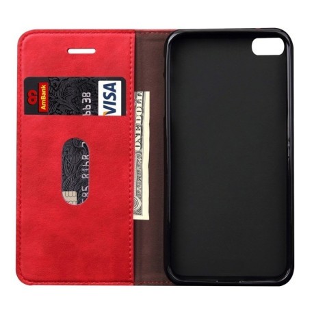 Кожаный Чехол Книжка Retro Texture Wallet Красный для iPhone 6/ 6S