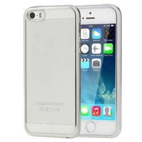 Чехол Electroplating Transparent Soft на iPhone SE / 5/ 5 (Silver)