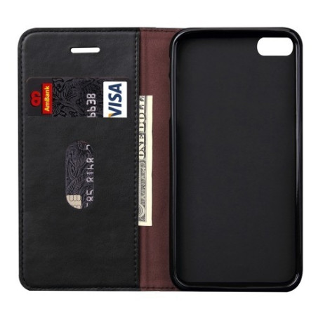 Кожаный Чехол Книжка Retro Texture Wallet Черный для iPhone 6/ 6S