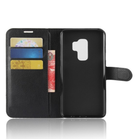 Кожаный чехол-книжка на Samsung Galaxy S9+/G965 Litchi Texture черный