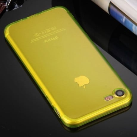 Прозрачный Ультратонкий 0.5mm TPU Чехол с защитой камеры Желтый для iPhone SE 3/2 2022/2020/8/7