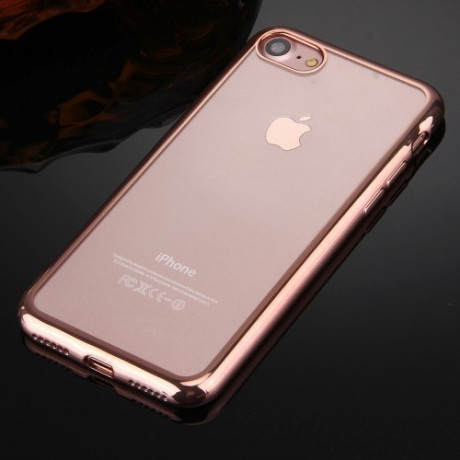 Прозрачный TPU Чехол Electroplating Rose Gold для iPhone SE 3/2 2022/2020/8/7
