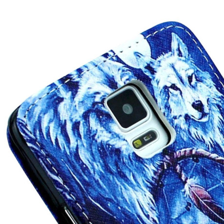 Кожаный Флип Чехол Wolf Pattern для Samsung Galaxy Note 4