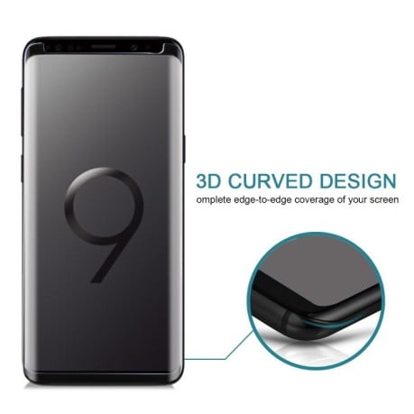 Защитное 3D стекло подходит ко всем чехлам на Samsung Galaxy S9+/G965 9H Surface Hardness Anti-scratch черное