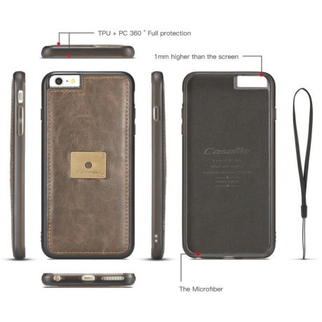 Кожаный чехол-книжка CaseMe на  iPhone SE 3/2 2022/2020/8/7  с отделением для кредитных карт Кофейно-коричневый