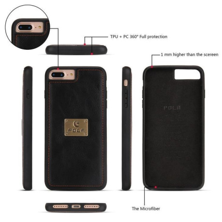 Кожаный чехол- клатч Pola на iPhone 7 Plus / 8 Plus - Black