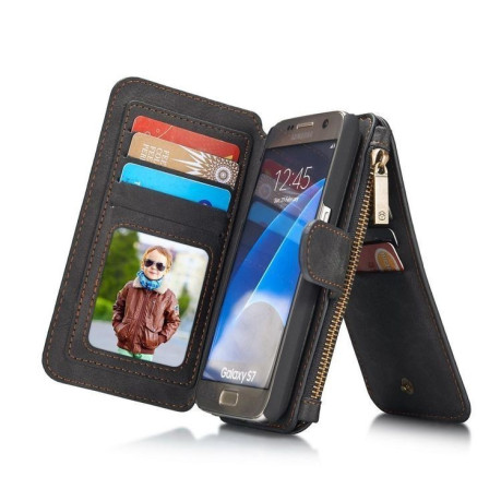 Кожаный чехол- кошелек CaseMe Samsung Galaxy S7 G9300 Black