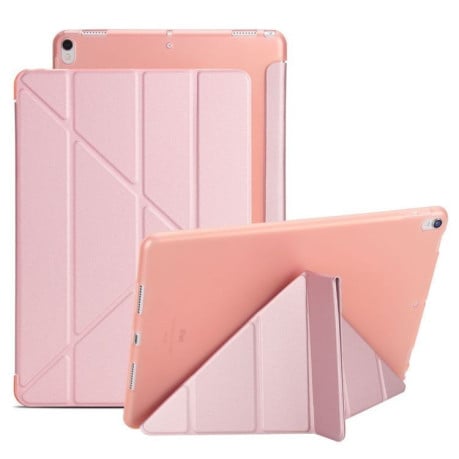 Чехол- книжка Solid Color Trid-fold + Deformation Viewing Stand на iPad Air 2019/Pro 10.5 - фламинго