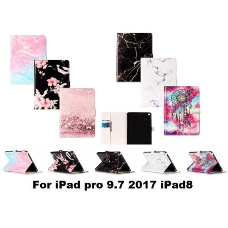 Чехол Colored Painting Wallet Stand на iPad 2017/2018 9.7/Air/Air 2/ - розовый и синий