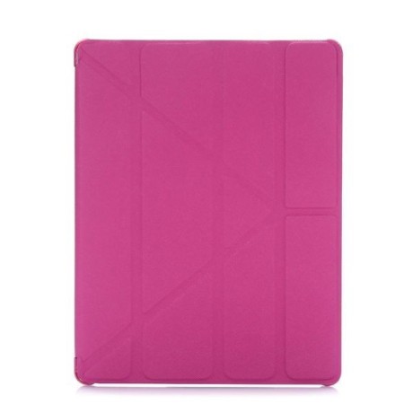 Чехол Cross Pattern Foldable Transformers пурпурно-красный для iPad 4/ 3/ 2