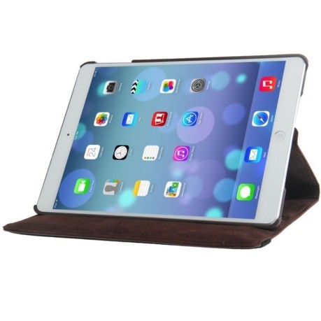 Чехол 360 Degree Litchi Texture Case Sleep / Wake-up  коричневый для iPad Air