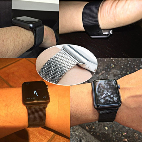 Браслет из нержавеющей стали Milanese Loop Magnetic для Apple Watch 42/44mm - черный