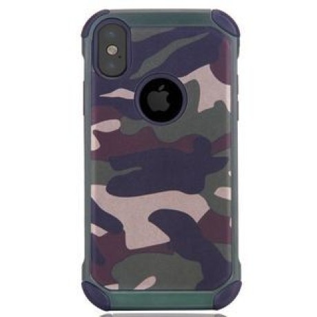 Противоударный чехол на iPhone X/Xs Camouflage Pattern армейский зеленый