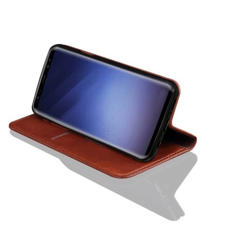Кожаный чехол-книжка на Samsung Galaxy S9+/G965 Retro Crazy Horse Texture Casual Style коричневый