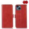 Кожаный чехол-книжка Crazy Horse Top Layer для iPhone 15 Plus - красный