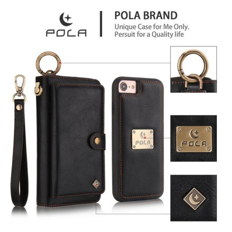 Кожаный чехол- клатч Pola на iPhone SE 3/2 2022/2020/8/7 - Black