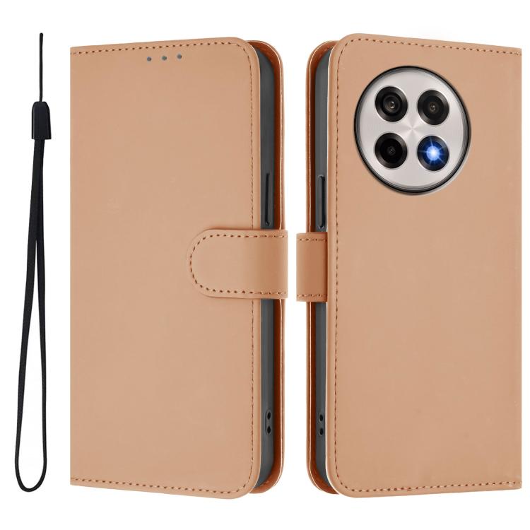  Элегантный чехол-книжка Skin Feel S-type в бежевом цвете для OnePlus 13R/Ace 5/Ace 5 Pro  