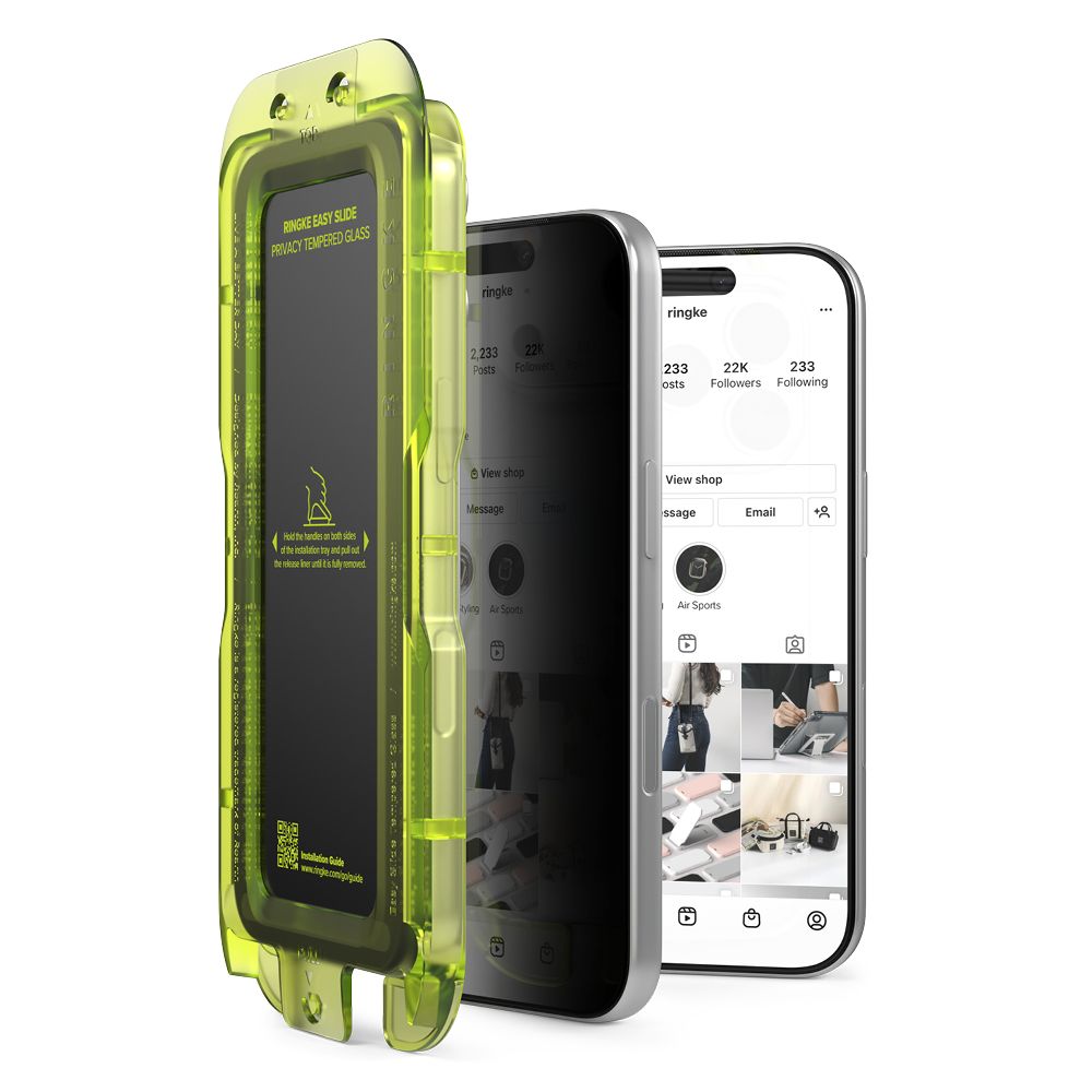 Комплект Ringke Easy Slide Privacy Glass для iPhone 17 Pro Max с установочной рамкой Комплект Ringke Easy Slide Privacy Glass для iPhone 17 Pro Max с установочной рамкой