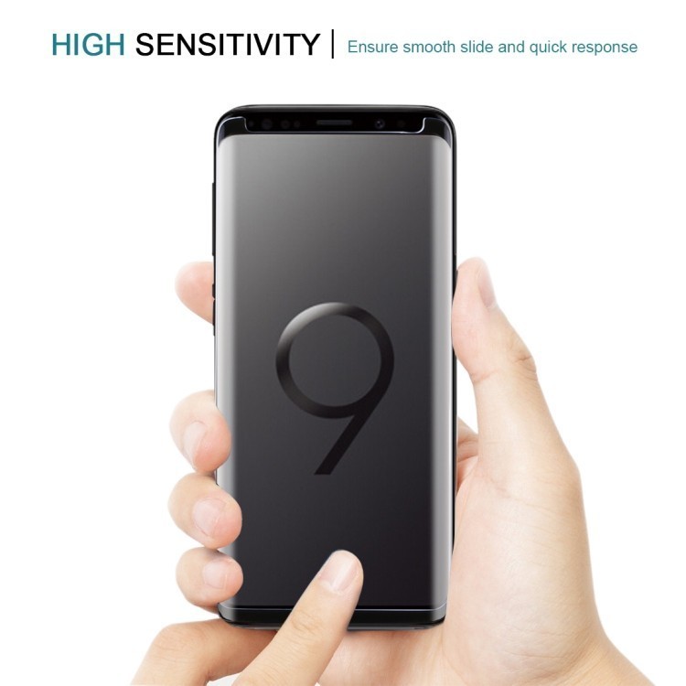 Защитное 3D стекло подходит ко всем чехлам на Samsung Galaxy S9+/G965 9H  черное